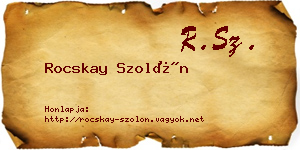 Rocskay Szolón névjegykártya